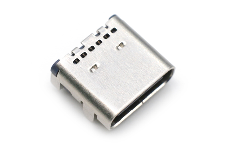 104314152-TYPE-C 24P母座闪电快充带柱 H0.8 双排板上贴片连接器